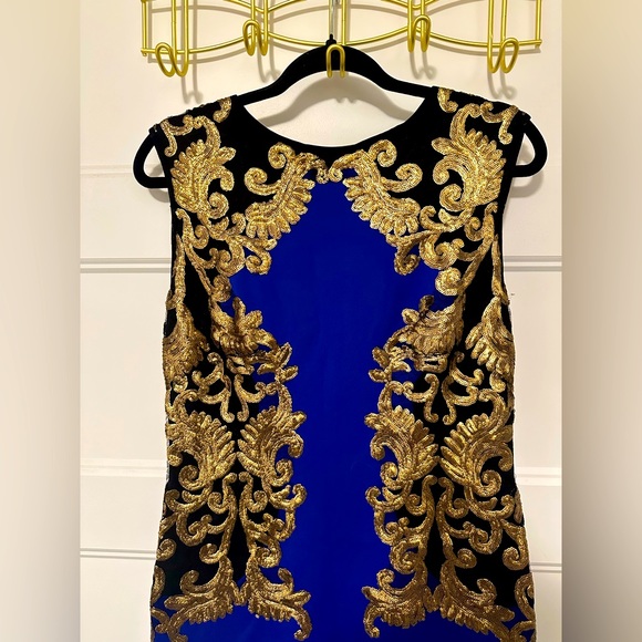 Blue & Gold Tadashi Shoji Sequin Dress - Picture 3 of 4